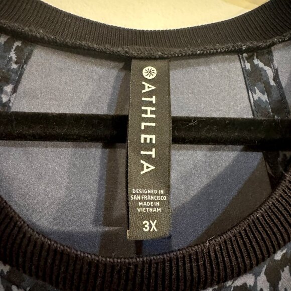 Athleta Zephyr Animal Print Top Allure Blue Navy Sleeveless Women's Plus Size 3X - Picture 4 of 5